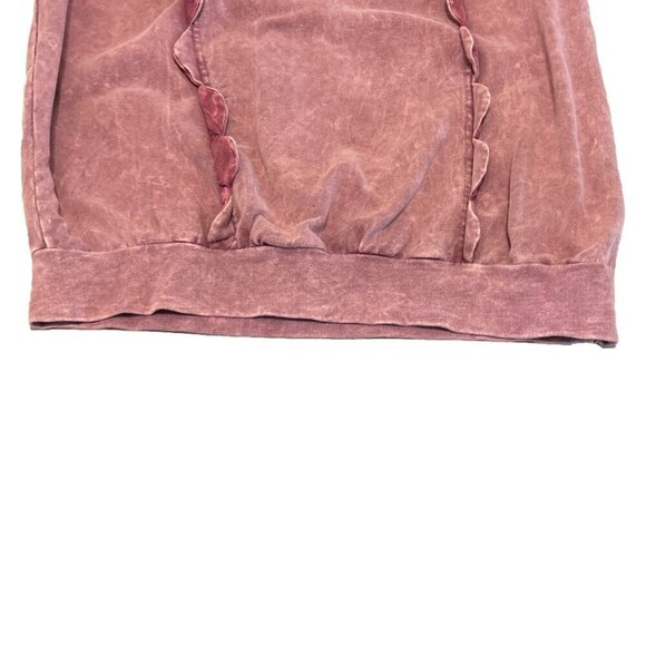 eri + ali Sz Medium M Pink Ruffle Long Sleeve Sweatshirt Trendy Soft Distressed - Picture 3 of 8